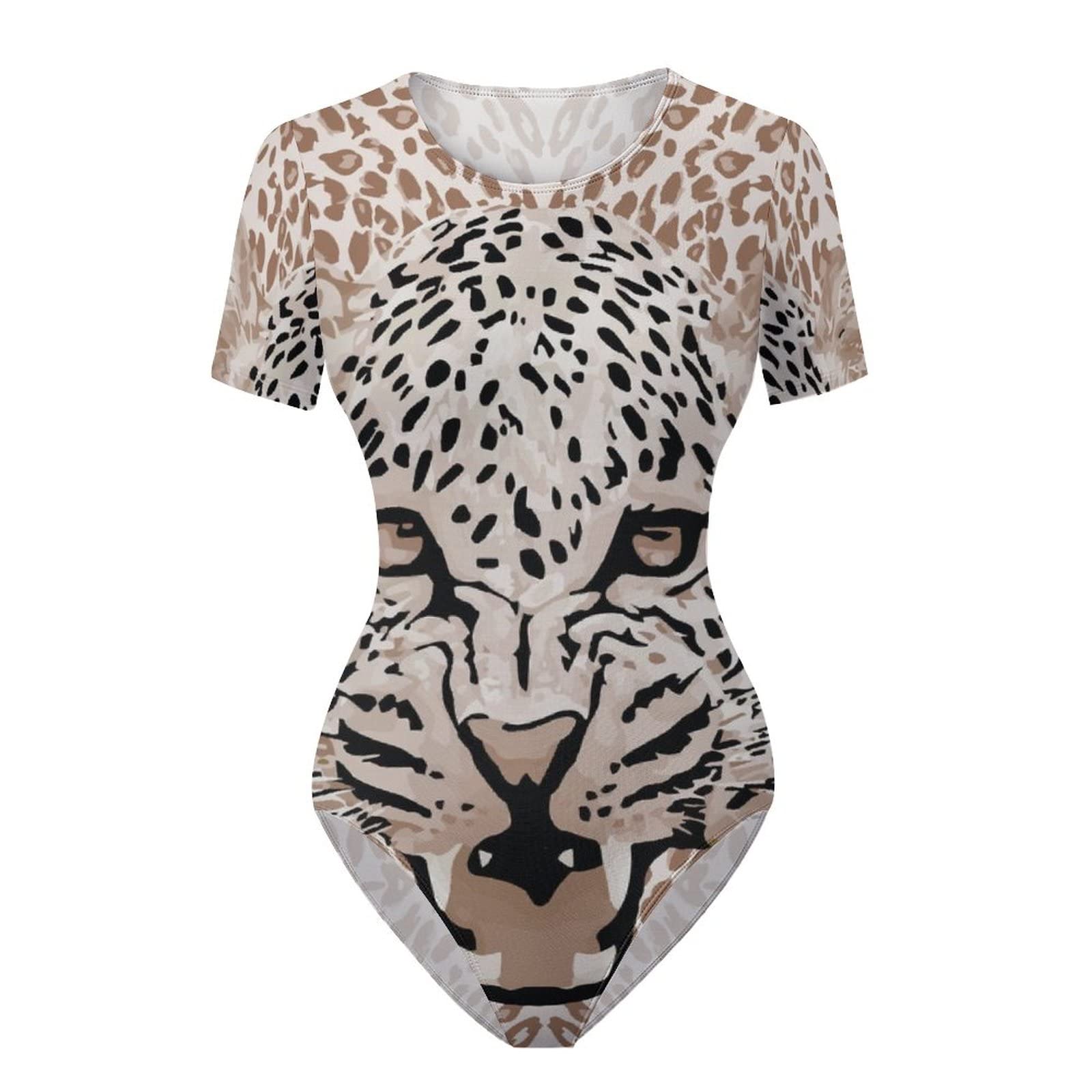 Amazon.co.jp: ボディスーツ レディース 半袖 Tシャツ 豹柄 ヒョウ柄