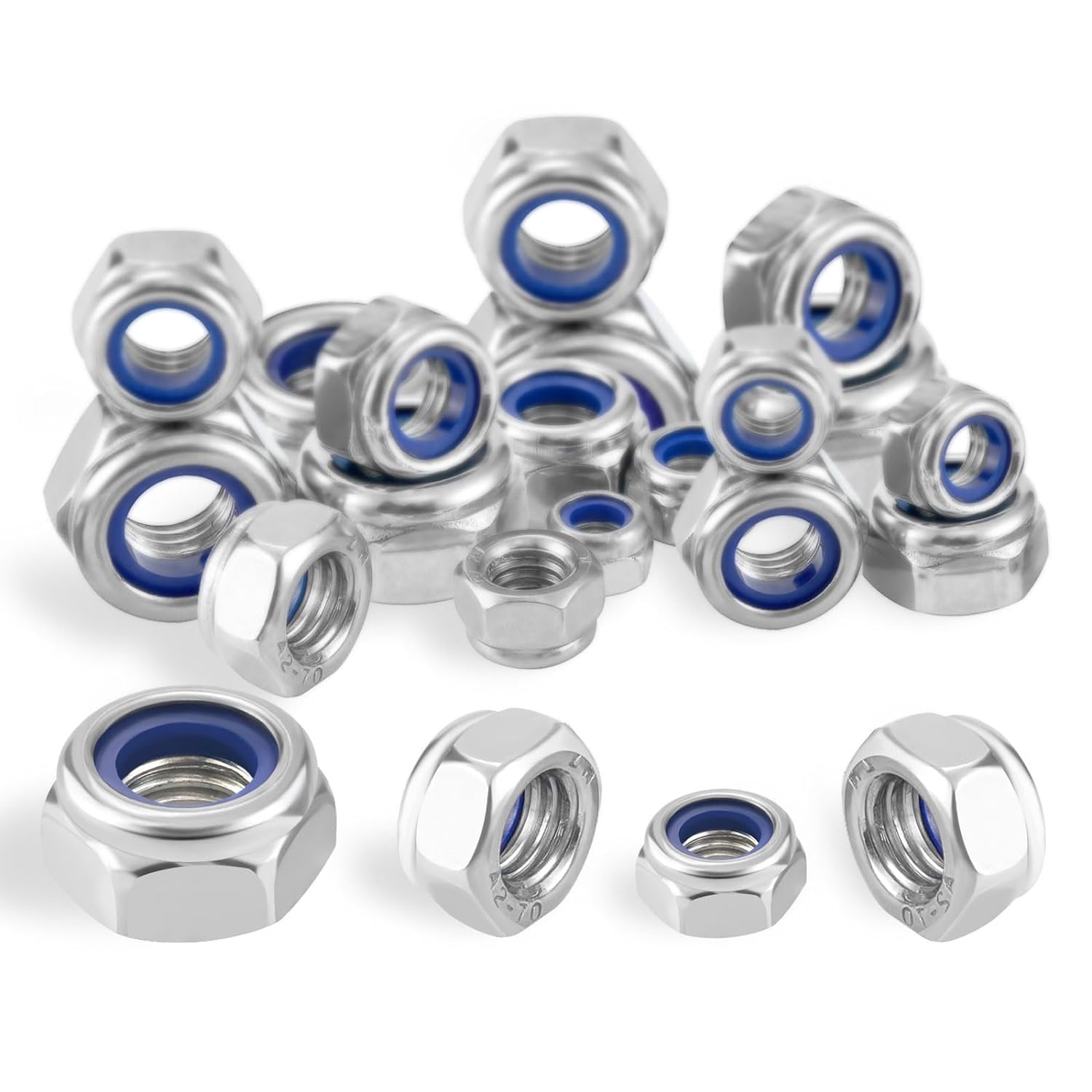 TA-VIGOR 60Pcs M6 Nylon Hex Lock Nuts, 304 Stainless Steel Nylon Insert Self-locking Nuts