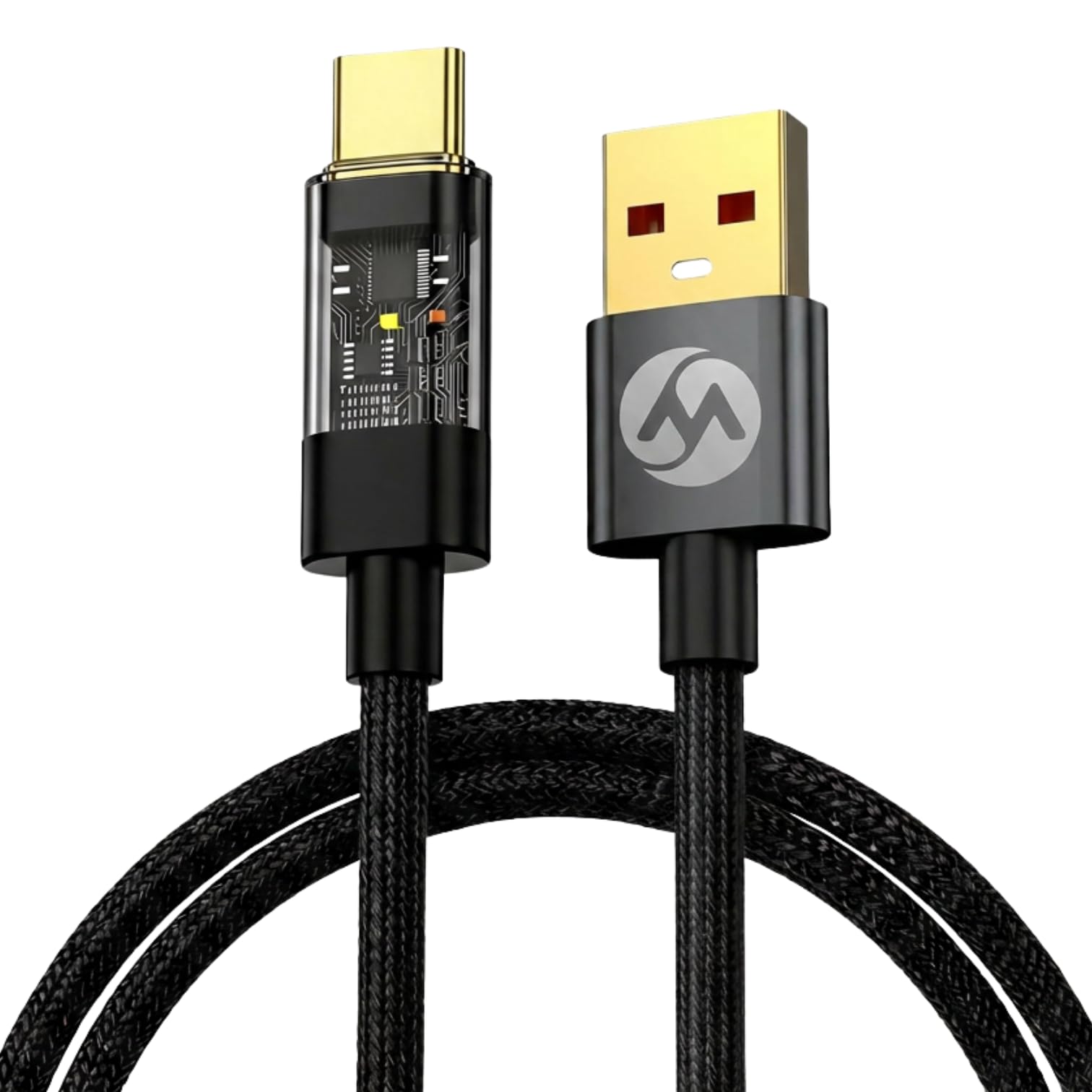 MillionHz Smart Auto Cut-Off Fast Charging Cable - Type-A to Type-C Cable (Black)
