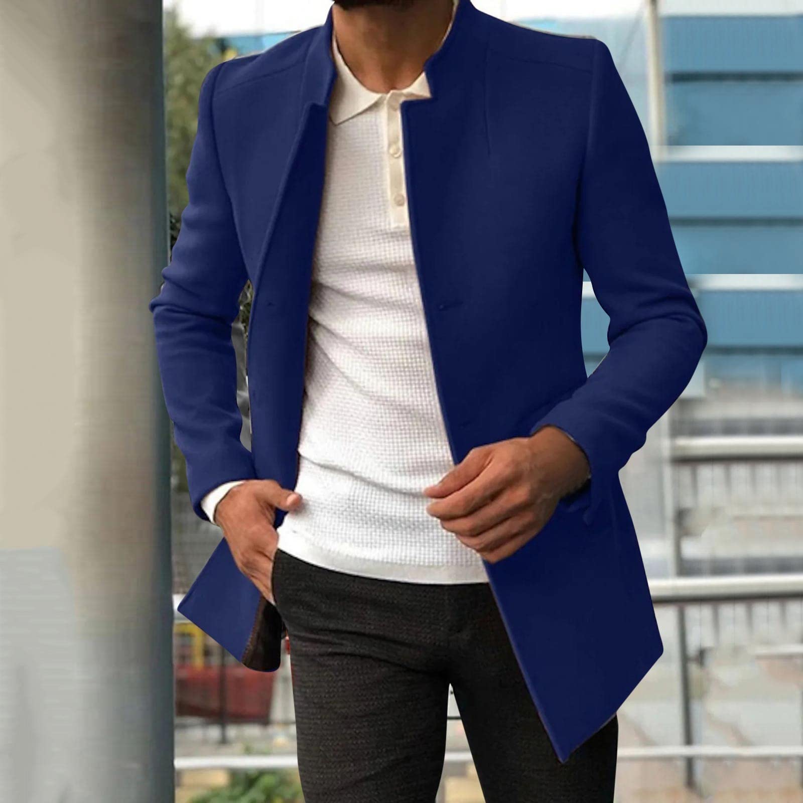 Cappotto caldo da uomo in lana con colletto alto, cappotto invernale, giacca corta, giacca invernale, per lavoro, tempo libero, antivento, per attività all'aperto, da uomo