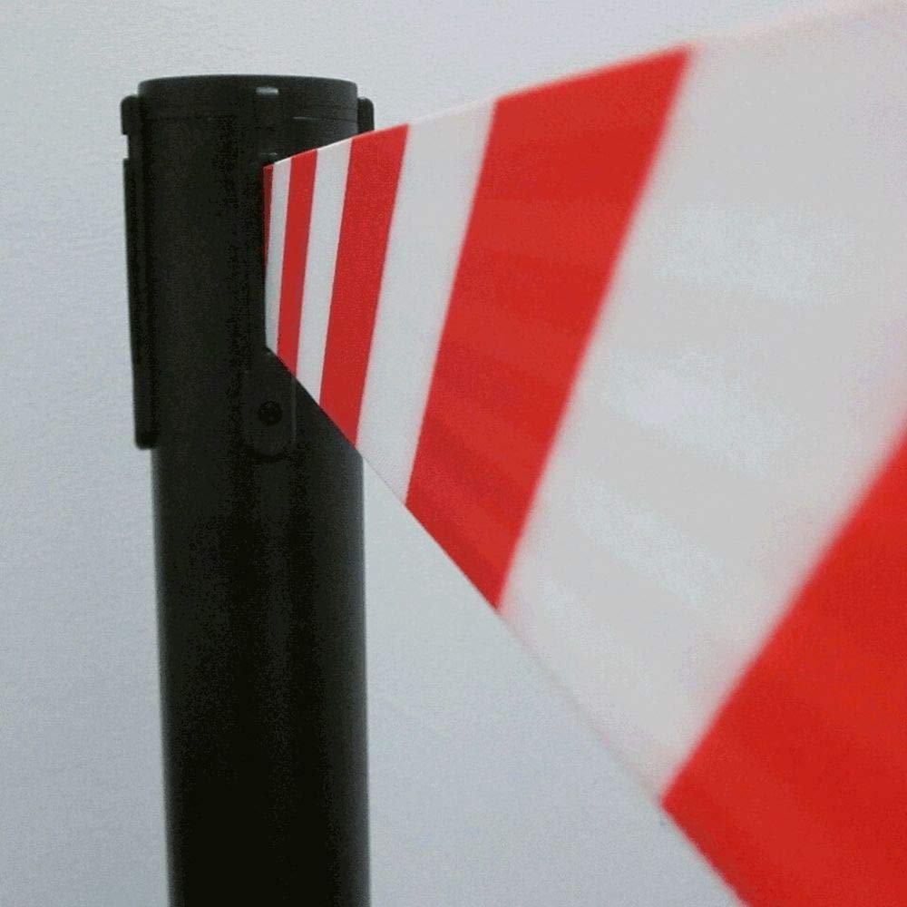 ALLROUNDLINE BIGPACK Gurtpfosten schwarz mit 4 Meter Gurt in Rot/Weiß, 10 Stück aus Stahl, Kunststoff, Art.-Nr. ALA-10-3,0-0130 | Gurtpfosten | Gurtständer | Personenleitsystem