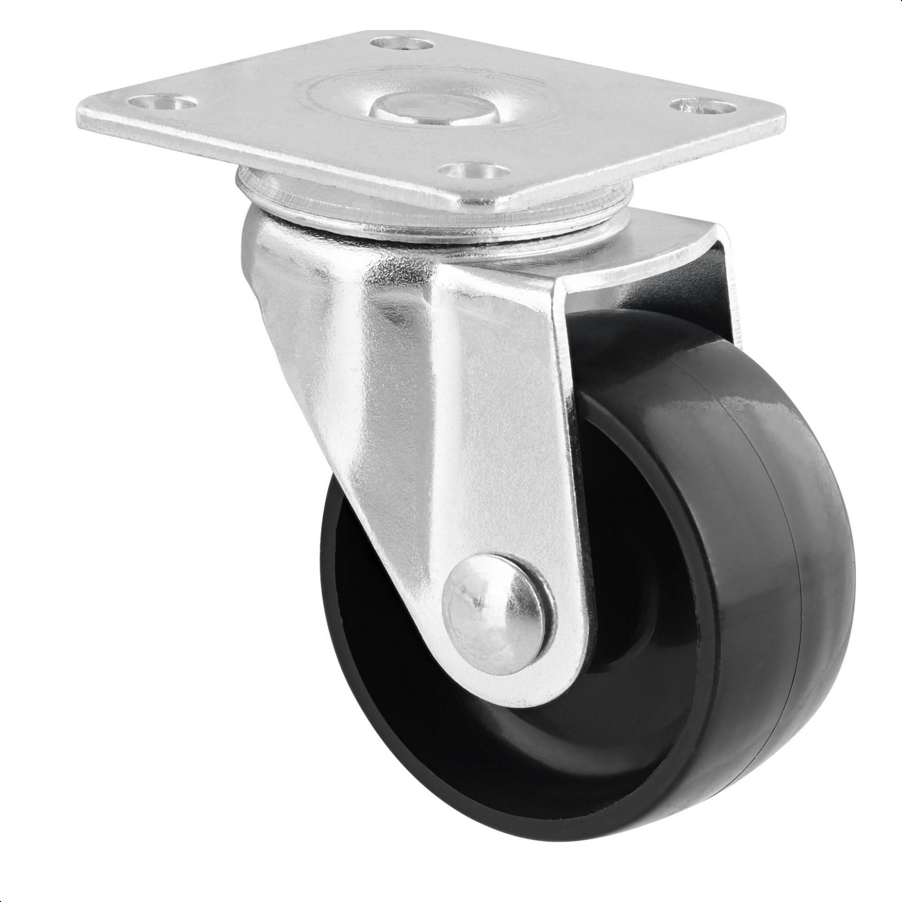 Wagner rolka meblowa/kółka skrętne, zestaw 8-częściowy, średnica Ø 40 mm, wysokość konstrukcyjna 55 mm, stal ocynkowana, czarna, płyta przykręcana 34 x 48 mm, nośność 35 kg - 02212100