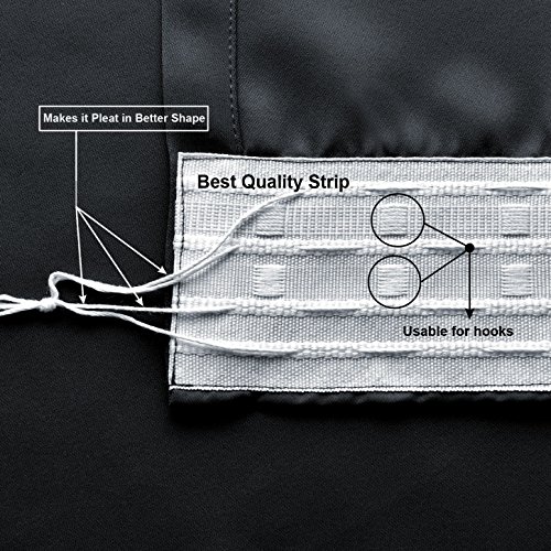 Aspire Homeware Blackout Curtains for Living Room Black Pencil Pleat Bedroom Curtains 90x90 Drop Pair of Thermal Insulated Super Soft Black Out Long Curtain with Tie Backs, 2 Panel - Image 5