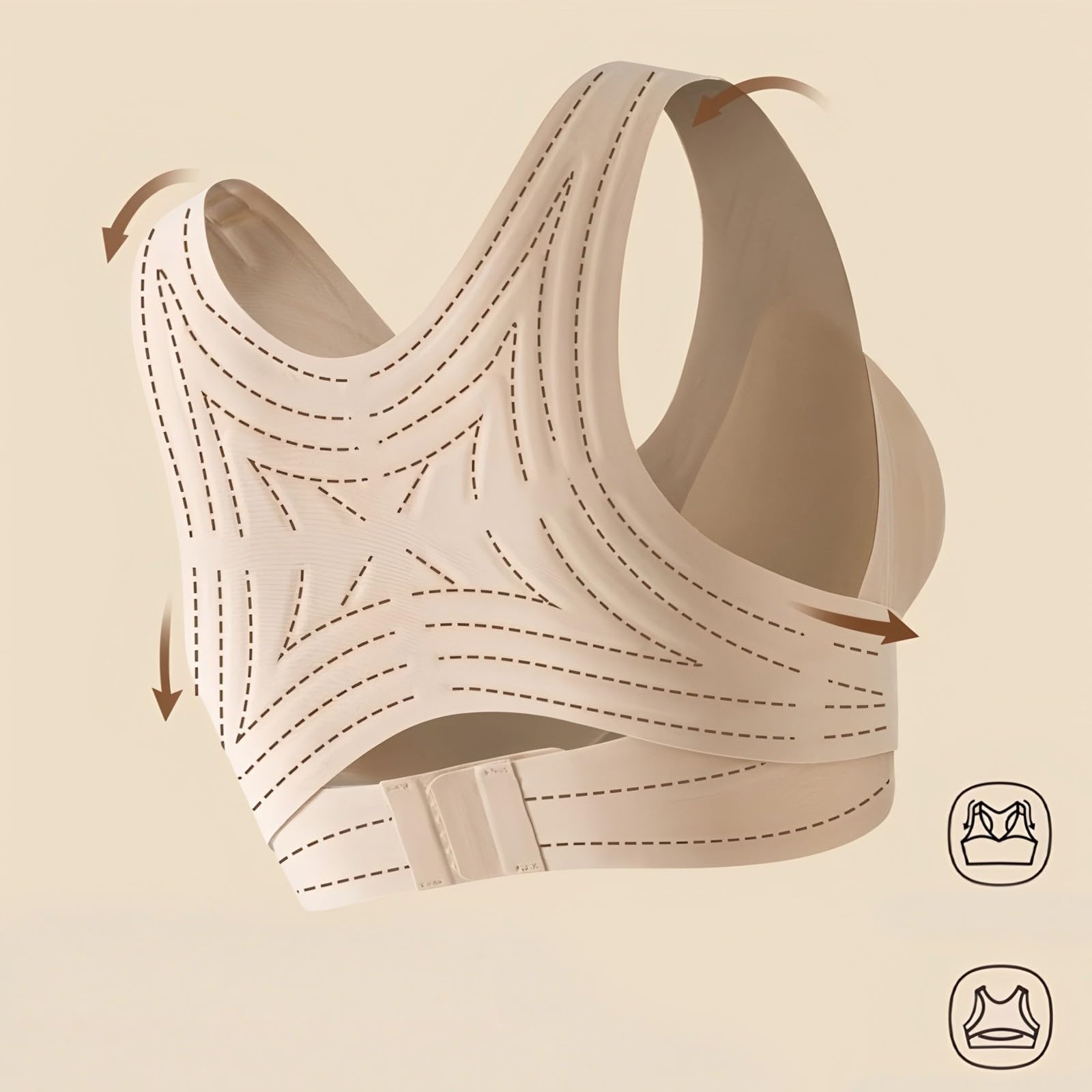 Genérico Posture Corrector Bra for Women Adjustable Back Support Front Closure Bras, Seamless Breathable Shaping Underwear Sujetadores Deportivos para Mujer