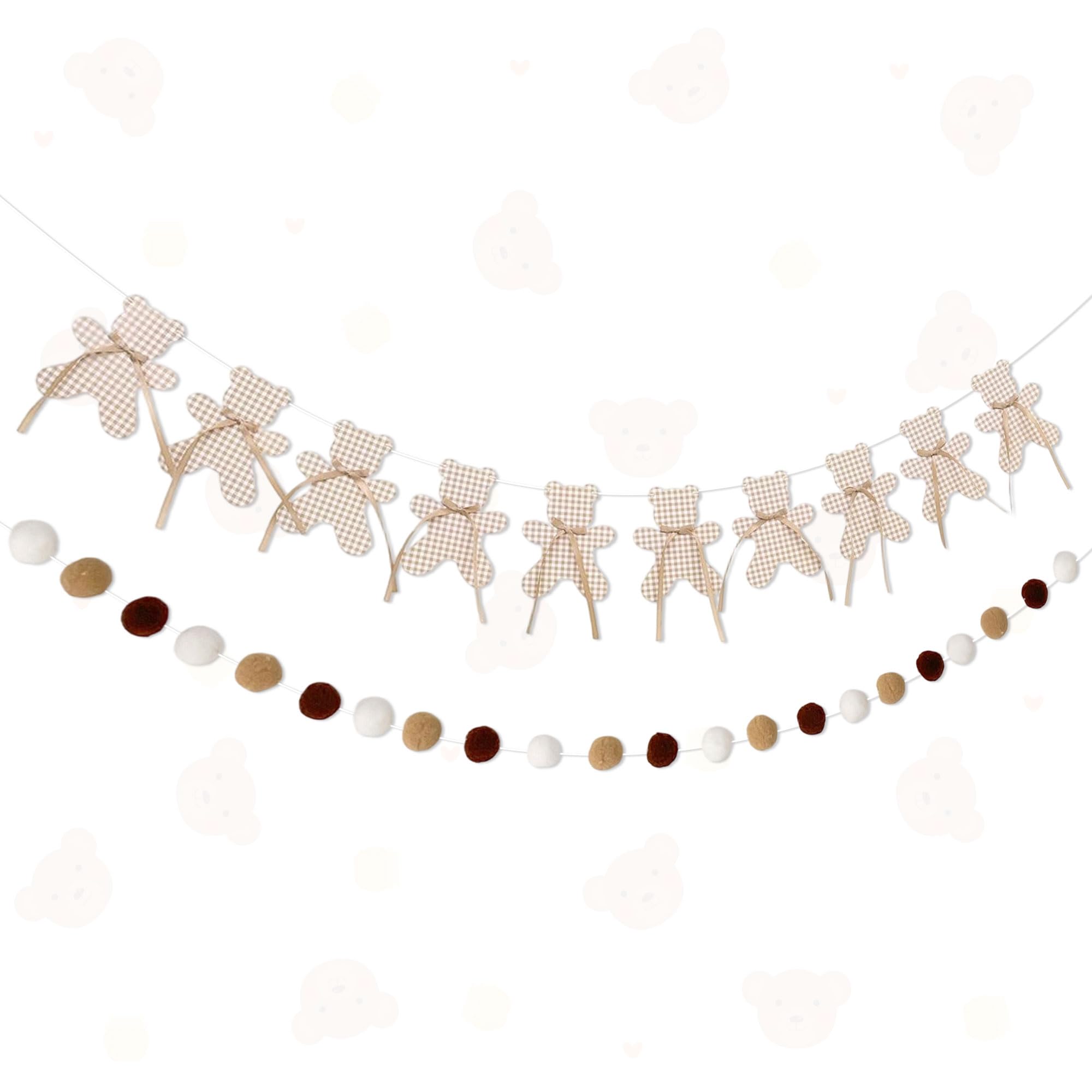 We Can Bearly Wait Garland Banner Fluff Ball Bear Banner