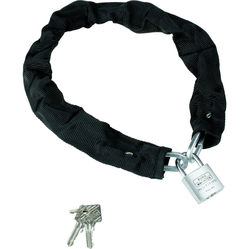 BURG-WÄCHTER Vierkantkette, Kette für Fahrrad, Motorrad, E-Scooter, Gartenmöbel, mit Vorhangschloss, SKM 5/60/30, Länge: 60 cm, Schwarz