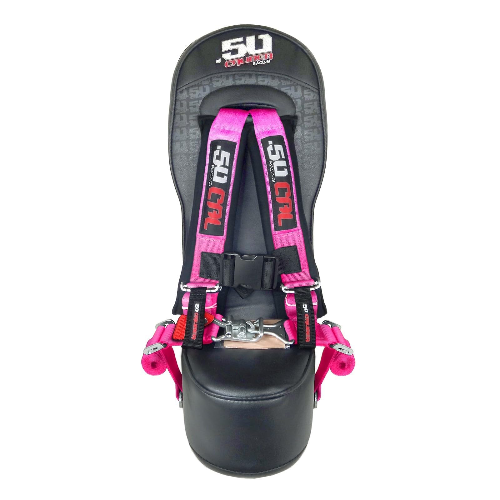 50 Caliber Racing - Wildcat Bump Seat + Pink 4 Point Harness with Latch Release, Compatible with Arctic Cat Wildcat 2 & 4 Seater Models, UTVs and Off