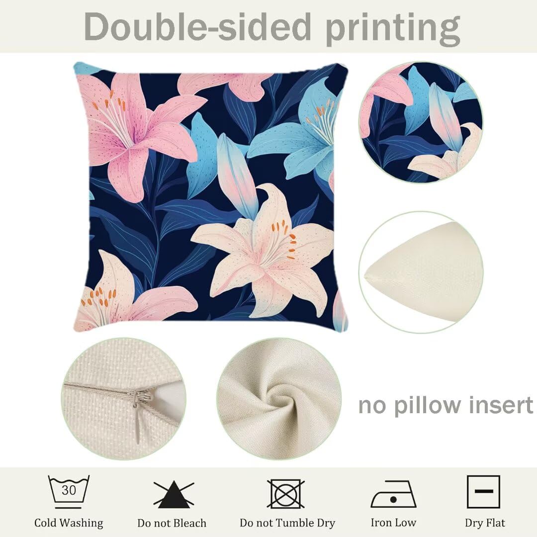 Fundas Cojines 50x50 cm Exterior Cojines Bohemia Fundas de Almohada Juego de 4, Cuadrados Funda Cojin Lirio Almohadas con Cremallera, Sofa Cama Decorativos para Hogar, Jardín, Salón y Dormitorio Ym37