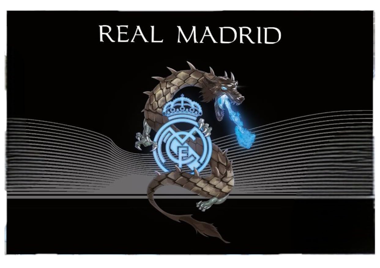 Real Madrid Bandera Oficial Nº 14 Diseño dragón - Producto Licenciado - Medidas 150 x 100 cm. - Poliester 100%