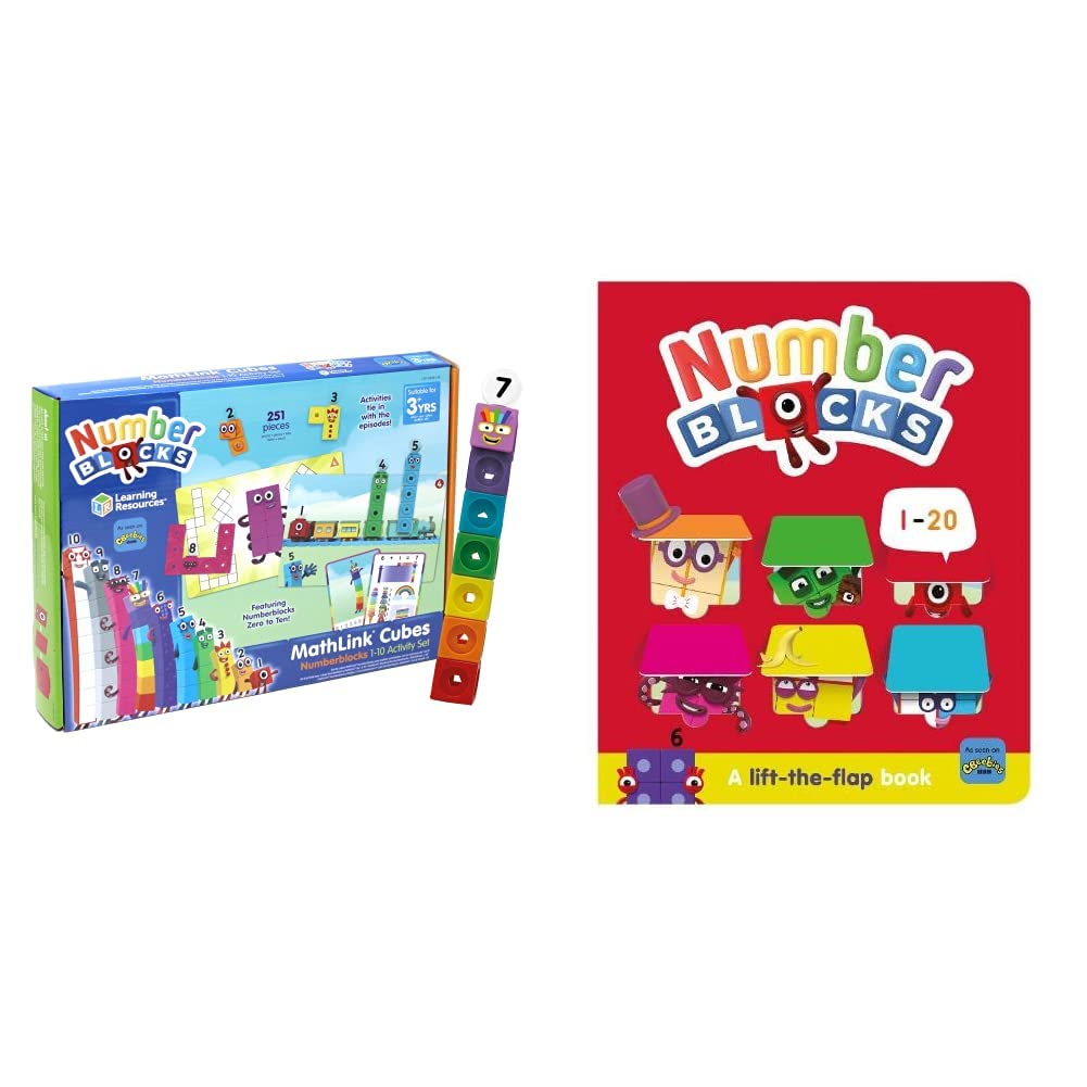 Learning Resources LSP0949-UK MathLink Cubes Numberblocks 1-10 Activity Set, Early Years Maths Learning, Build, Learn & Play in The Classroom & at Home. & Numberblocks 1-20: A Lift the Flap Book
