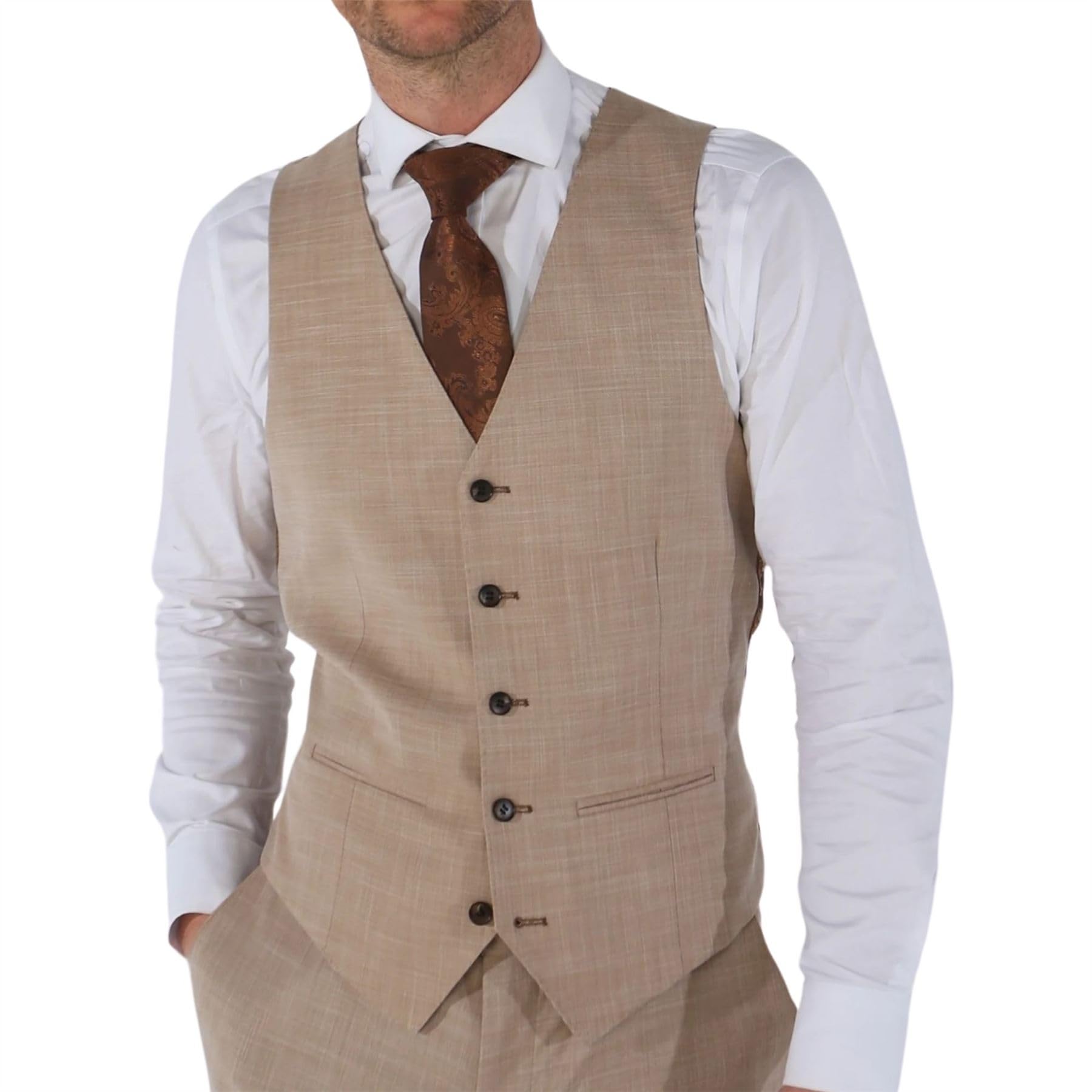 TruClothing.com Gilet da uomo beige sartoriale estivo da sposa, Beige, 50
