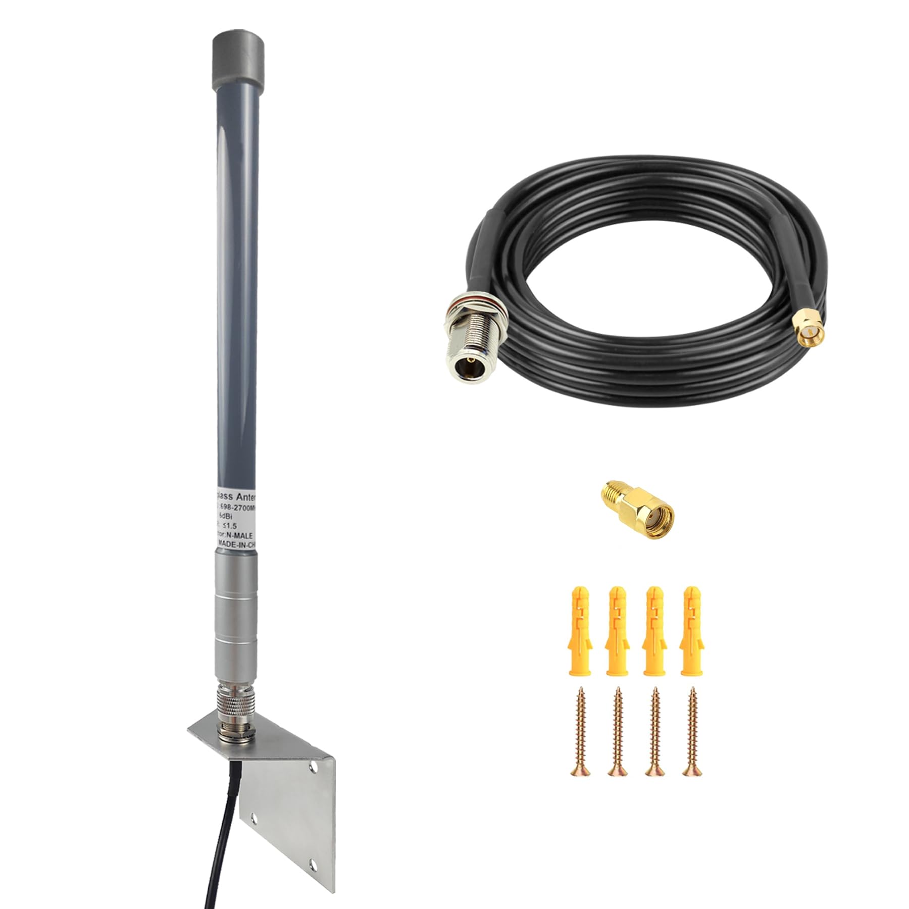 Zewnętrzna antena 4G LTE do montażu na ścianie wodoodporna antena z męskim kablem SMA adapter RPSMA kompatybilna z T-Mobile Verizon ATT Sprint Router Trail Camera Gateway Modem Cellular Home Internet