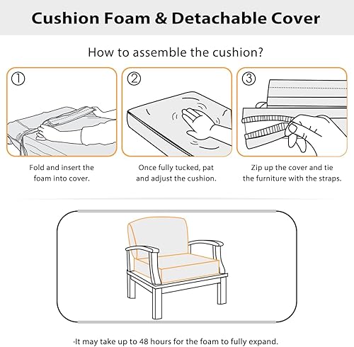 Miniatura 7 de Sundale Outdoor Cojín rojo de olefina para asiento profundo, resistente al agua para exteriores e interiores, almohadilla de 4 pulgadas de grosor