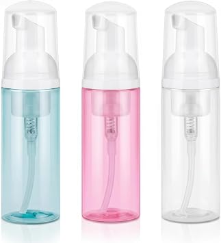 Refillable Travel Pump Bottle 2oz, 3 Pack Portable Foam Bottle for Travel and Daily Use, Leak Proof Foaming Pump Dispenser for Hand Soap, Face Wash, Shampoo