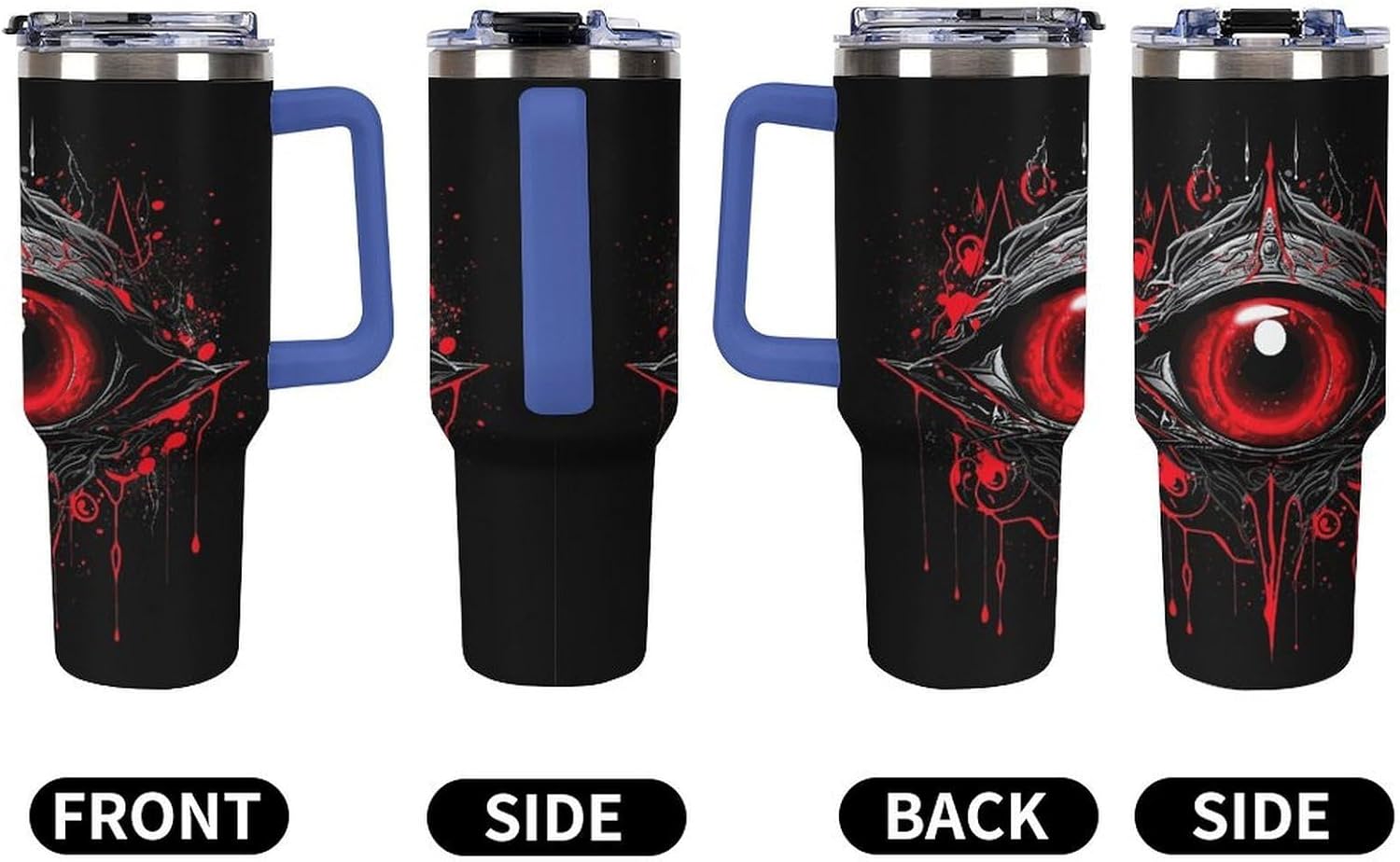40 Oz Insulated Mug with Handle, Stainless Steel Eye of Hell Printed Travel Mug Portable Leak-proof Large Car Mug for Home, Office Or Car