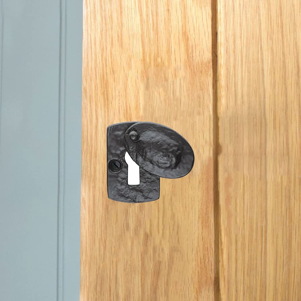 I Ironmongery Solutions Black Ironmongery Solutions® Cast Iron Escutcheon Plates Keyhole Cover Key Hole Door Lock Accessories (Plaque Covered Escutcheon)