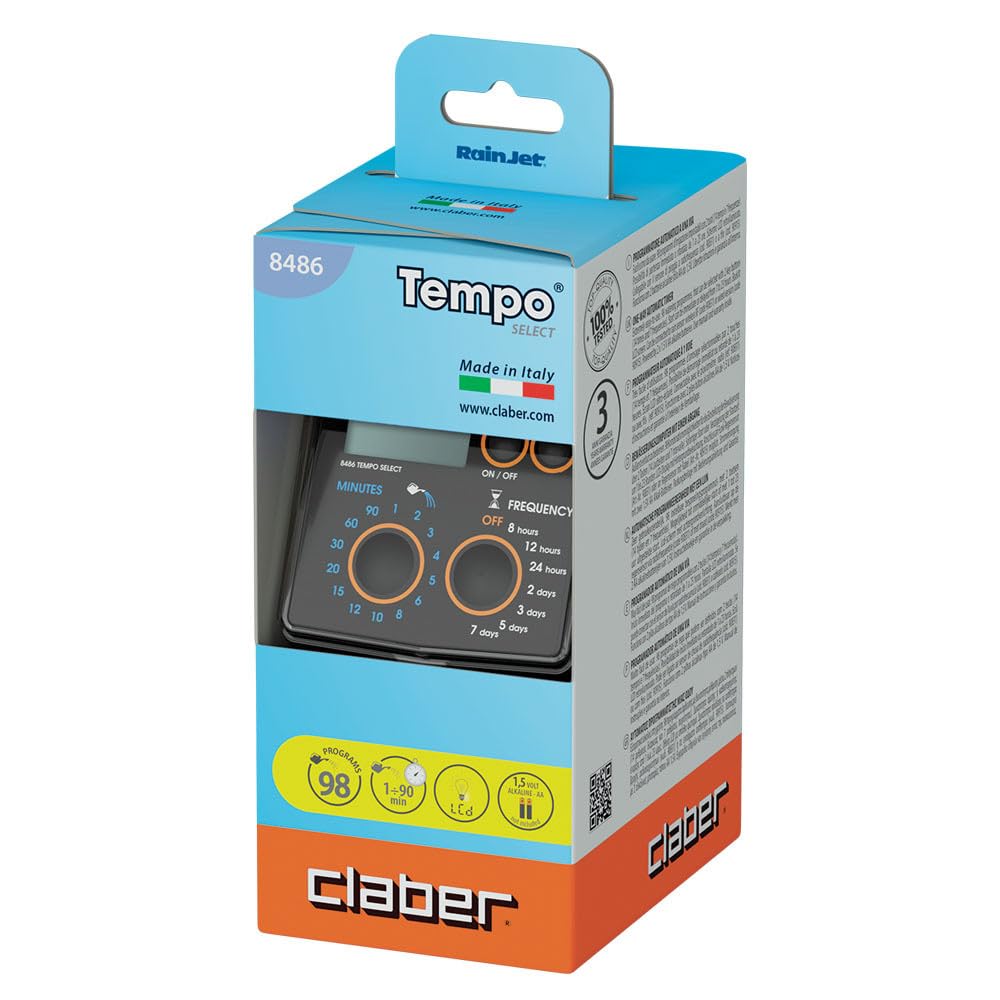Claber Tempo Select, programmatore digitale a rubinetto a una via