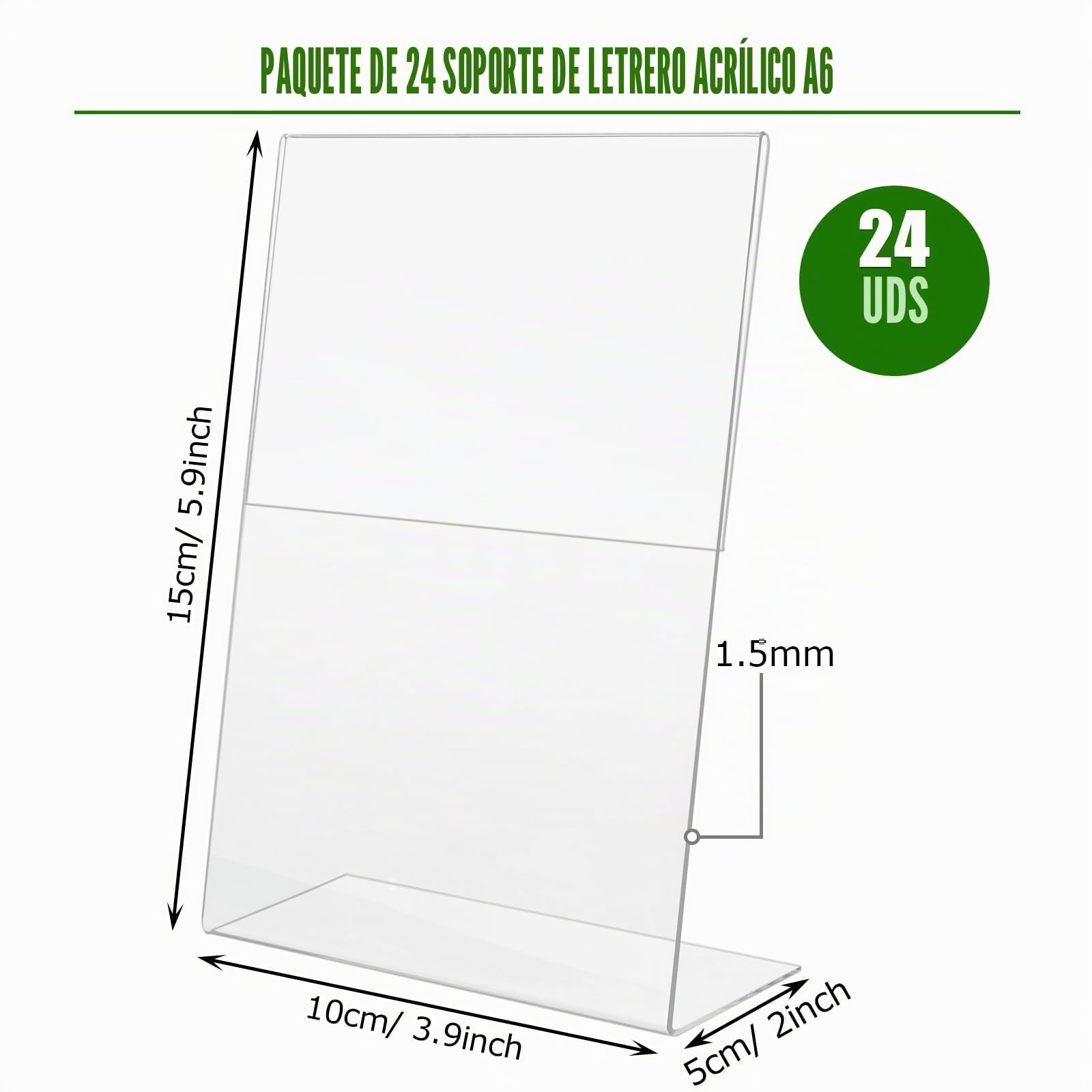 MIVIDE Expositor Metacrilato A6, Expositores de Mesa 150x100 mm, 24 Piezas