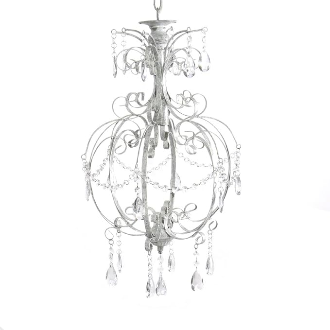 Grafelstein Decoratieve shabby chic kroonluchter voor woonkamer en slaapkamer, kristallen plafondlamp voor vintage sfeer in de eetkamer, met individueel aanpasbare ketting