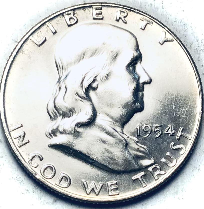 1954 D Franklin Silver BU MS FBL Half Dollar Seller Mint State