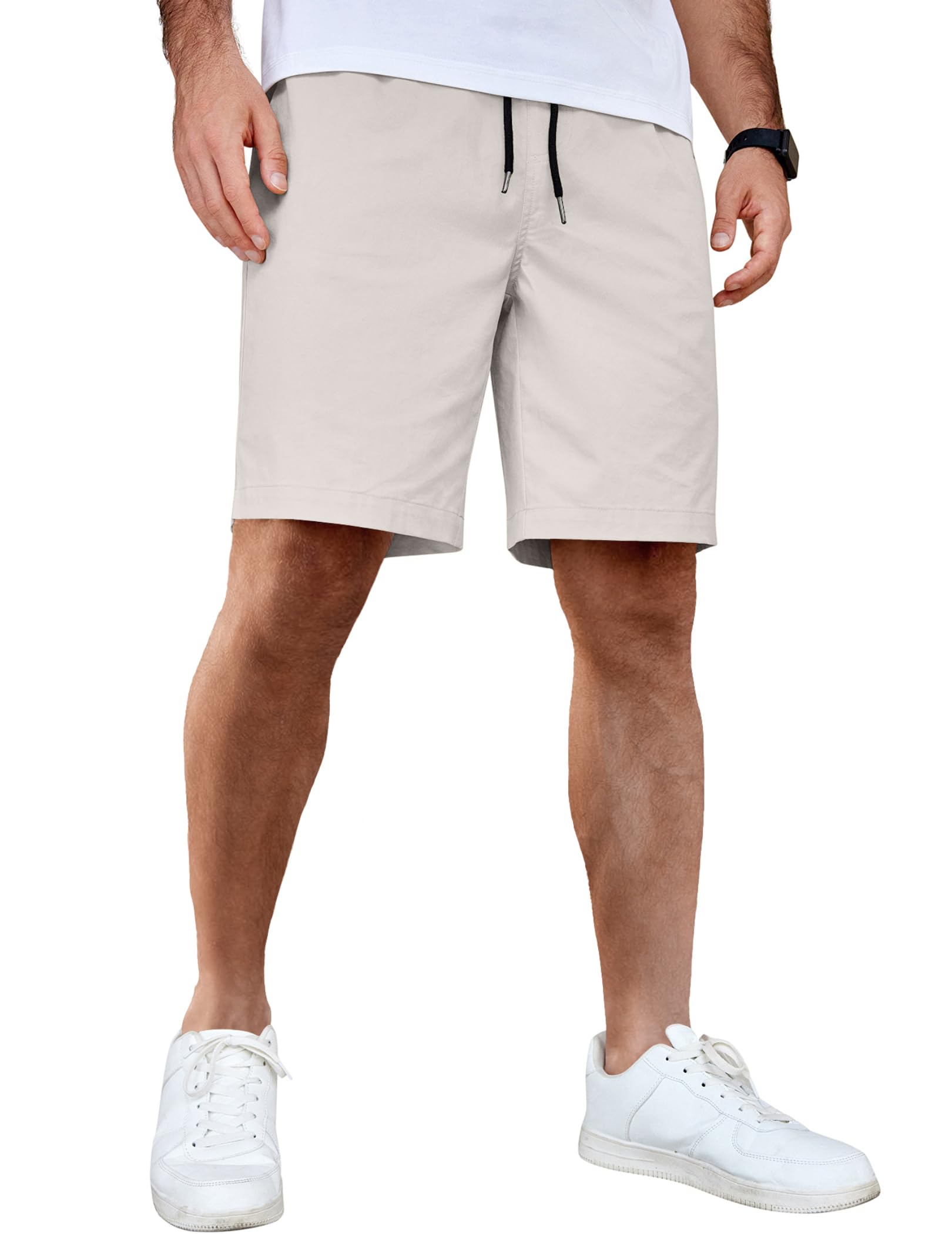 COOFANDY Men's Casual Shorts Lightweight Summer Beach Shorts Elastic Waist DrawstringComfortable Cotton Shorts 