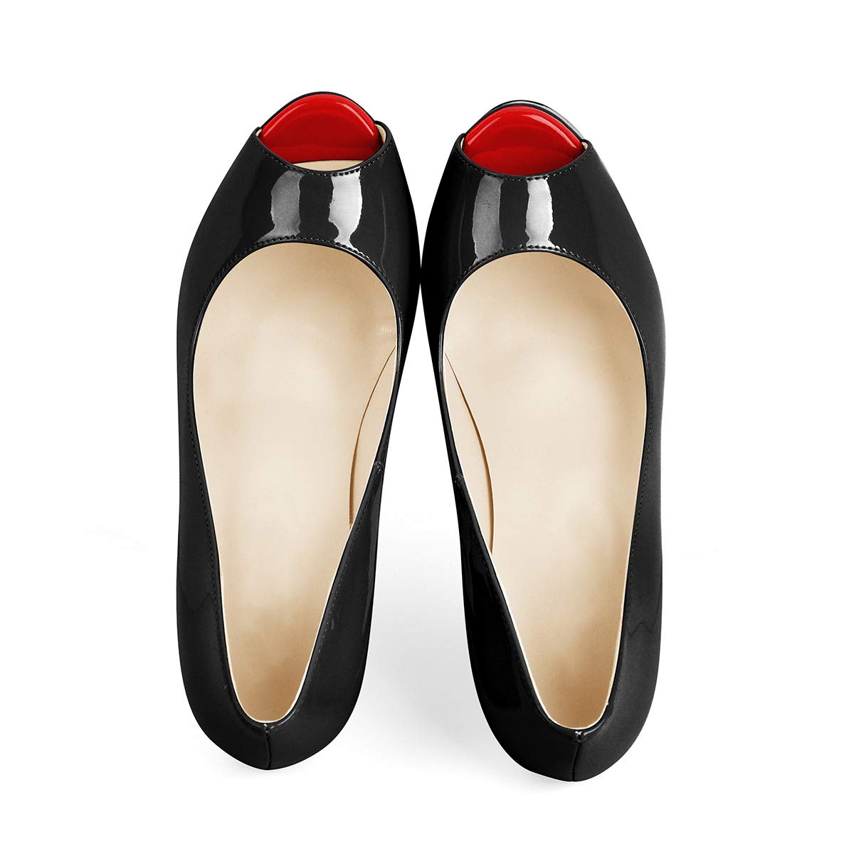 MissHeel Damen Peeptoes Plateau Pumps Elegante Stiletto High Heels mit Lack Optik