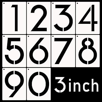 DXCYZ 3 Inch Large Number Stencils Kit 0-9 Address Number Stencil, 10PCS Reusable Plastic Painting Number Templates for Mailbox Signs, Door