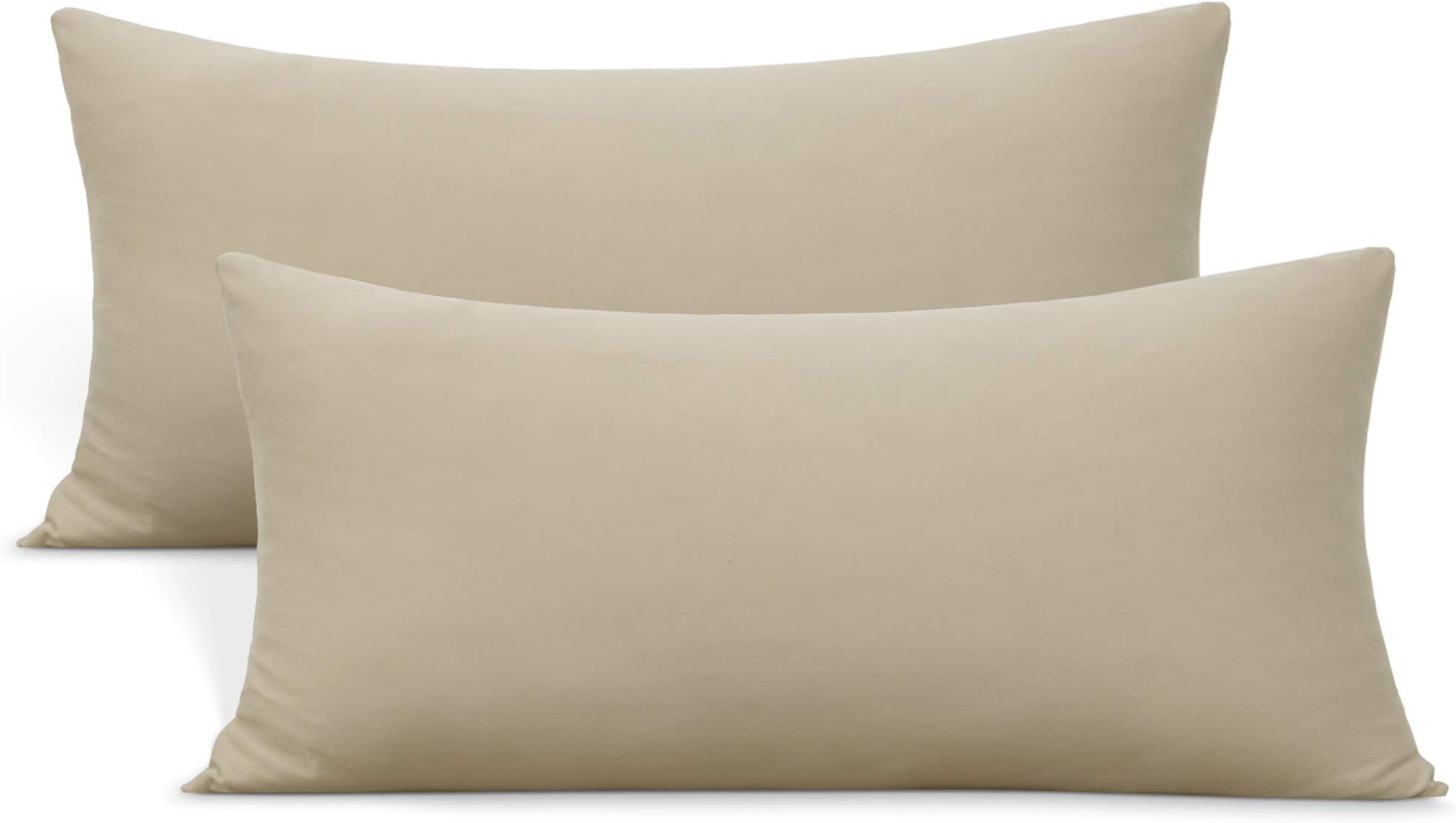2-Pack Stretch Pillow Cases - Jersey Knit & Ultra Soft Envelope Closure Pillowcases T-Shirt Like Microfiber Blend - Suitable for 20x36/20x40 King Size Set of 2, Taupe