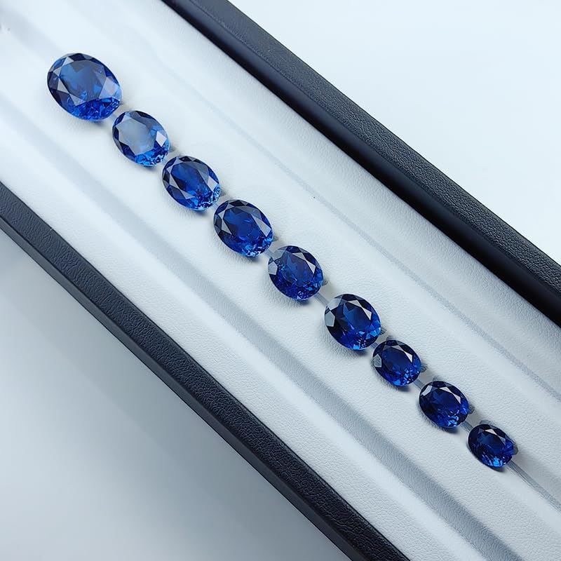 Lab Grown Sapphire Oval Shape Royal Blue Color Natural Facets Cut Multi Size Loose Gemstones with inclusions