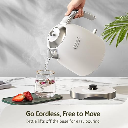 Miniatura 7 de Hazel Quinn Hervidor eléctrico  Hervidor de agua de acero inoxidable de 1.7 litros (57 onzas), interior sin BPA, 1200 W de ebullición rápida,