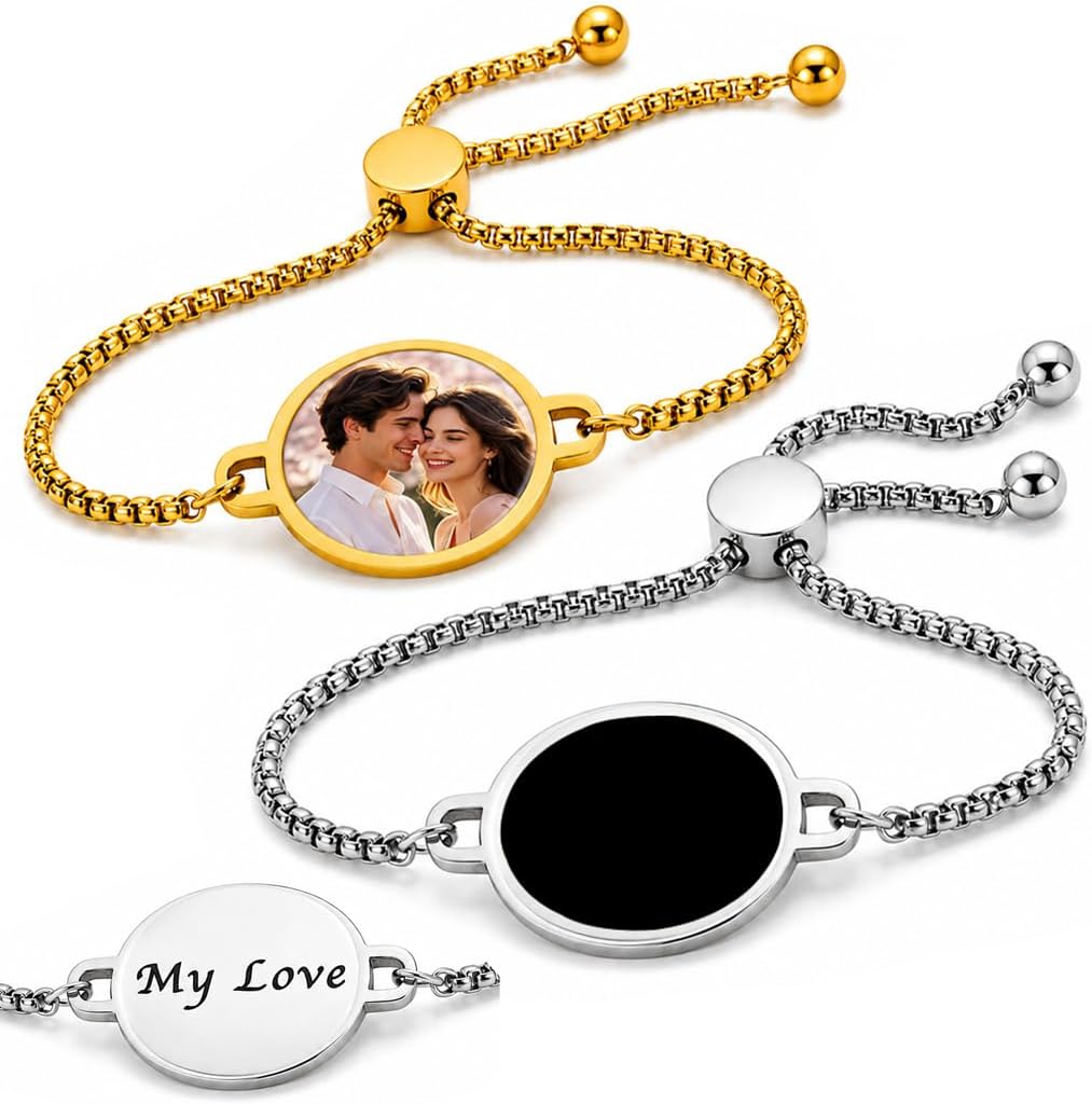 Custom Heat Activated Photo Bracelet Image Reveal by Body Warmth Adjustable