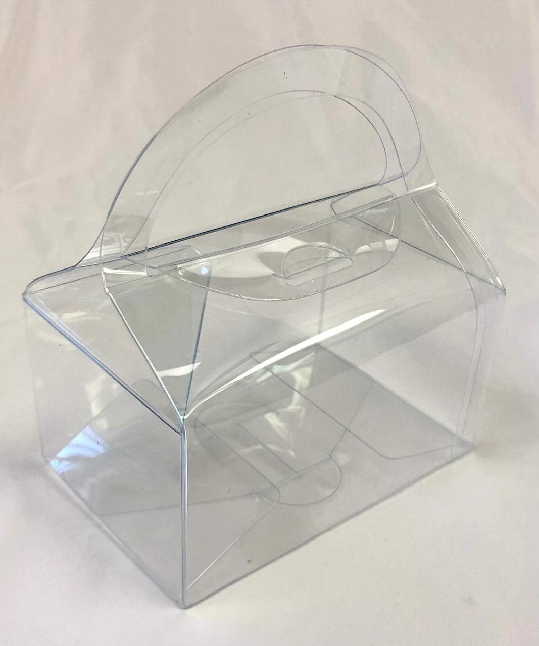 Durapak Supplies 150 PCS 4-1/2 x 3 x 3-3/4" Clear APET Food Safe Handbag/Gable Shaped Box with Arc Handle