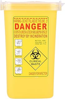 Sharps Container, Needle Disposal Box, Container to Hold Used Needles, Tattoo Medical Plastic Sharps Container Needle Disposal 1L Size Waste Box (yellow)