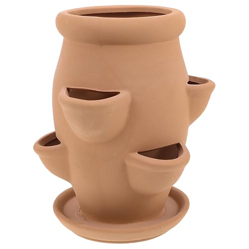 Ceramic Strawberry Planter Pot with Multi Openings for Succulents Indoor