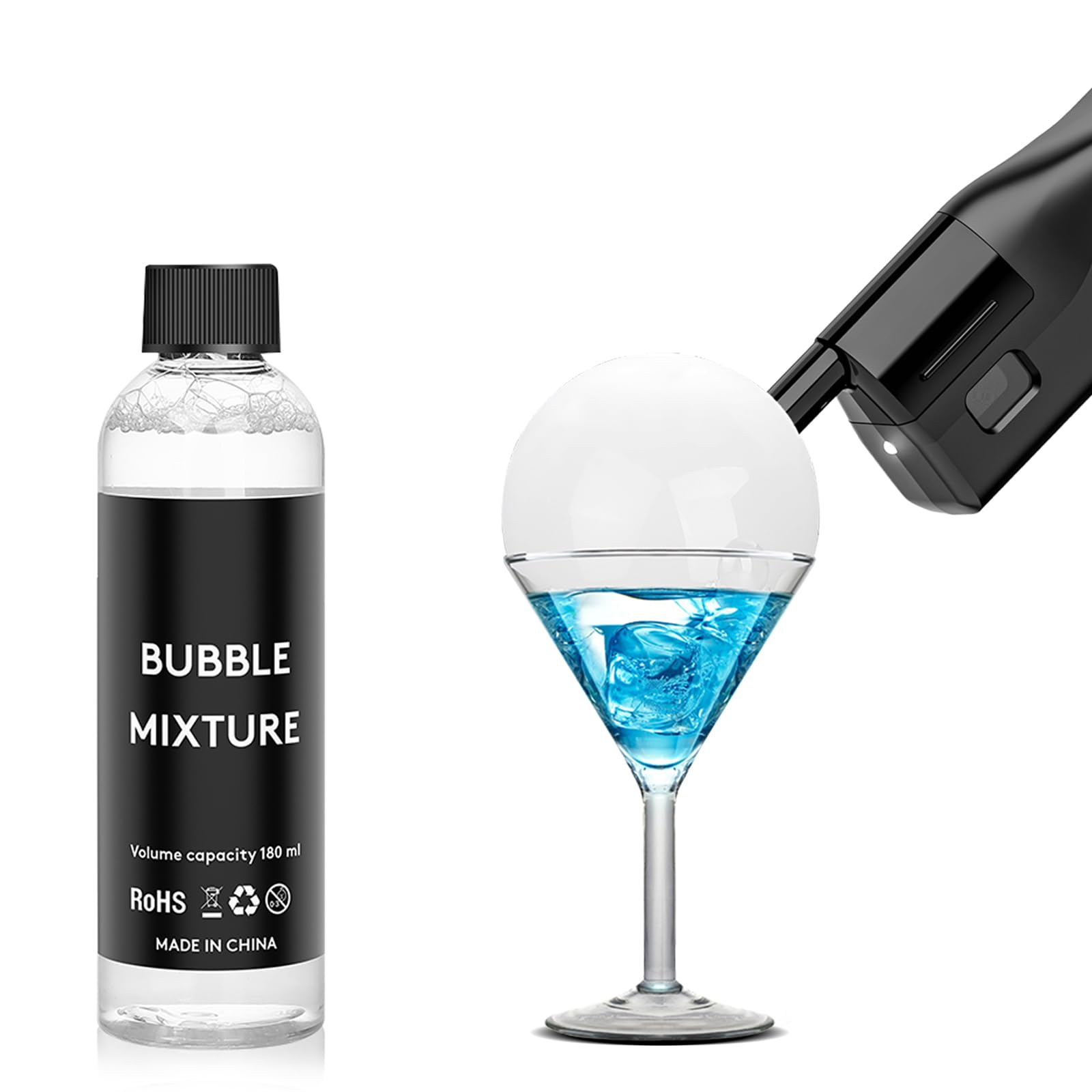 Pistola Affumicatore Cocktail Kit Accessori, 180 ml, Miscela per Bolle
