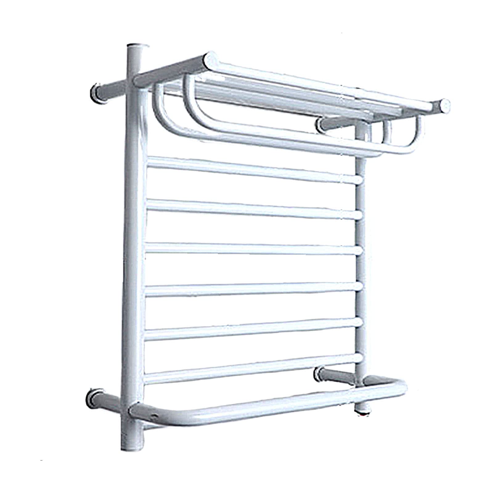 asdchZen Heated Towel Rack,Wall Mounted Towel Rack,Stainless Steel With Top Shelf With Switch,14 Heating Rods,White,Hardwired-Golden-Plugin,White-Hardwired
