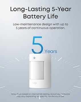 eufy Motion Sensor E20, Pet-Friendly Detection to Reduce False Alarms, Extended 5-Year Battery Life, Easy and Versatile Installation, Requires HomeBase 2, 3, Mini, or Pro