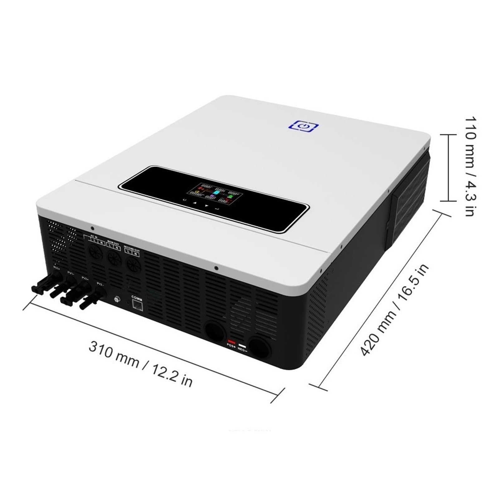 Inverter Ibrido Solare On/off Grid da 10,2 kW 2 MPPT Inverter a Onda sinusoidale Pura da 10 kW Uscita da DC48 V a AC 230 V