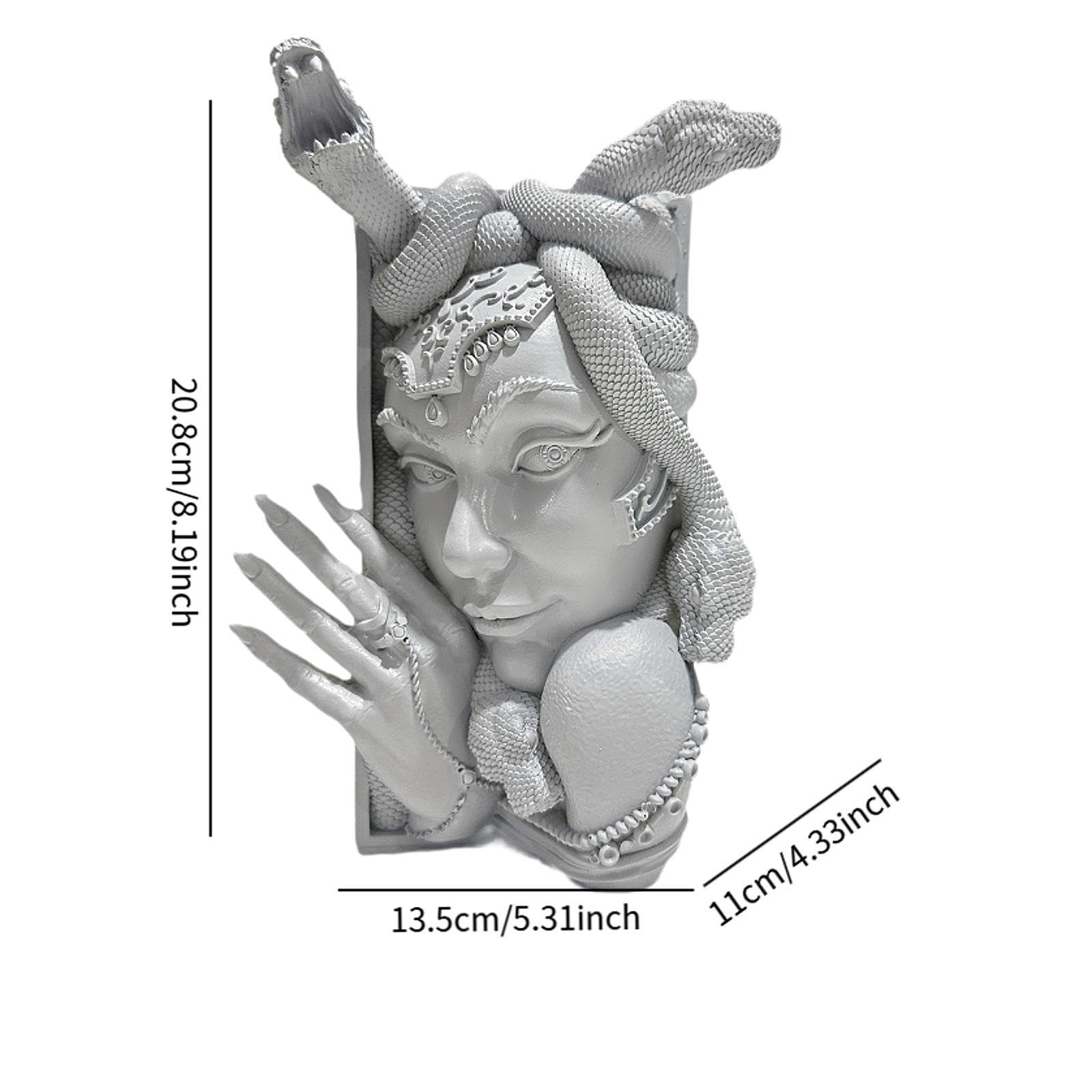 Sujetalibros Medusa Estatua Resina Tope de Libros Pesado Antideslizante Decoración de Escritorio Y Estantería Adecuado para Regalos Oficina Hogar, Gris