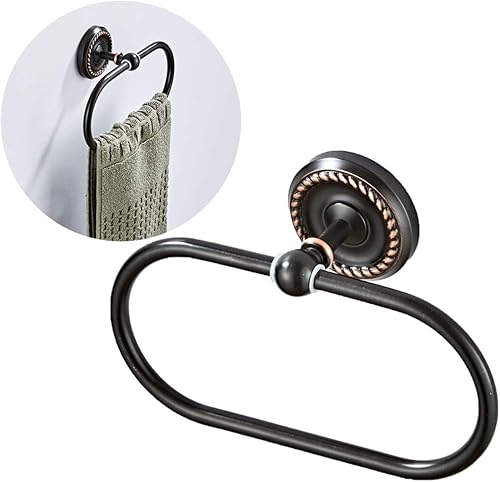 Miniatura 5 de Anillo de toalla retro de metal, toallero negro, toallero, soporte para toallas de baño, soporte para toallas de montaje en pared, toallero