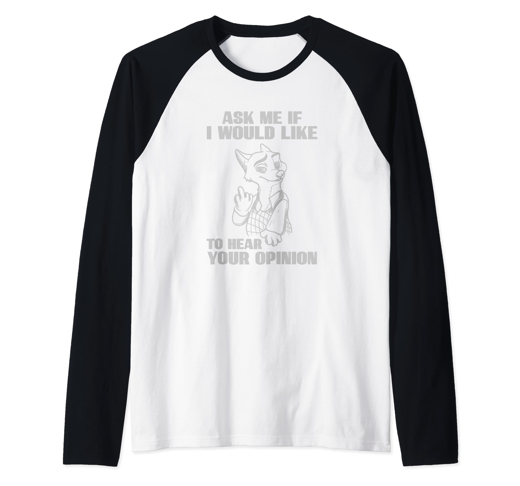 Sarcastic Fox Middle Finger Fight Negative Opinion Judgment Raglan Baseball Tee