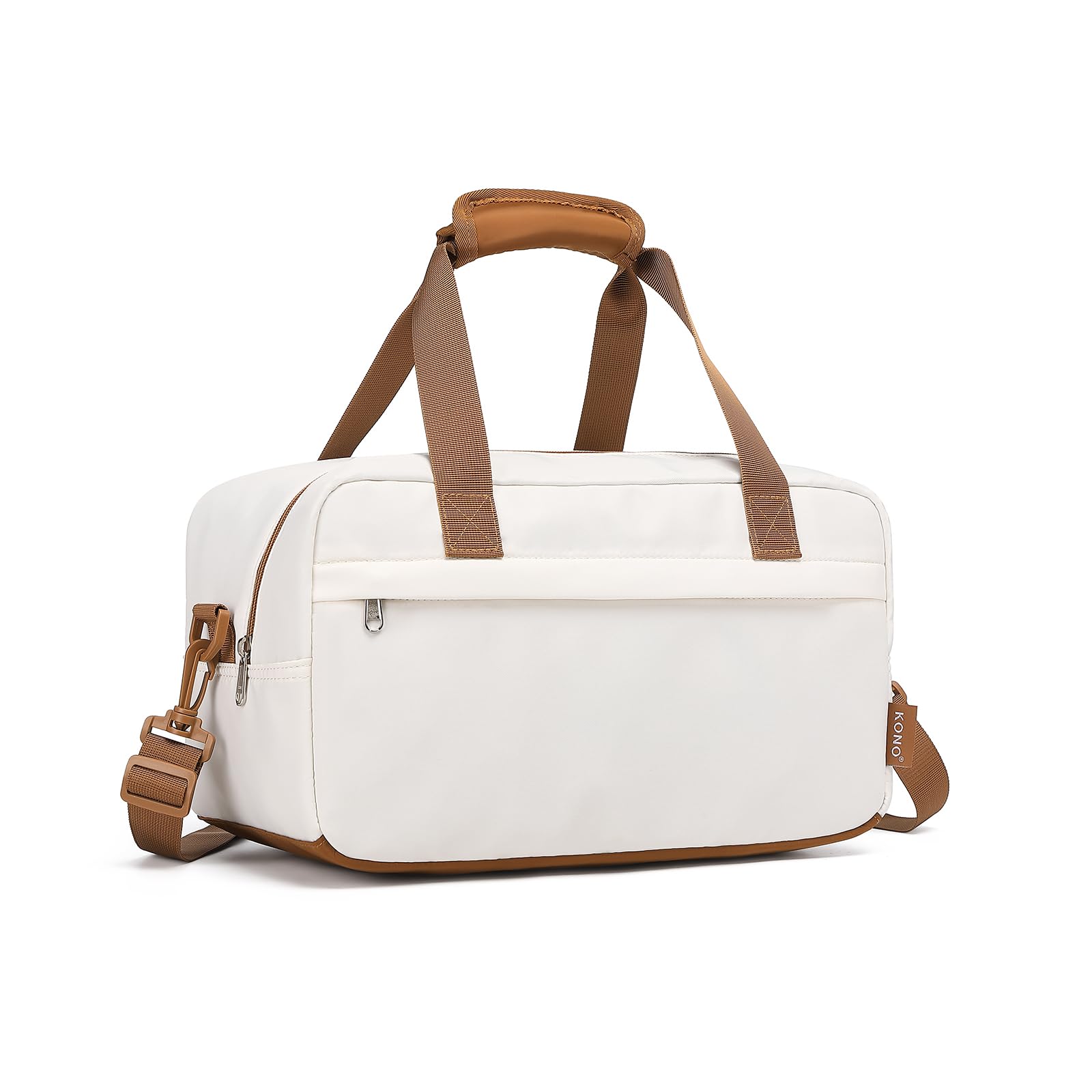 Kono Holdall Bagaż kabinowy, torba podręczna pod siedzenie, torba lotnicza z paskiem na ramię, Beżowy/brązowy, S(35x20x20cm)