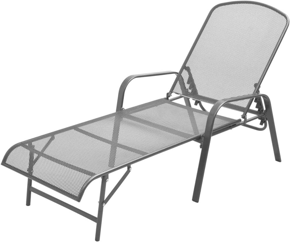Sun Lounger Steel,Outdoor Lounge Chairs,Garden Sunlounger,Lounger Chair Outdoor,Sun Lounge Bed,Patio Lounge Chair,Mesh Design,Rust and Weather Resistant,Adjustable, Anthracite