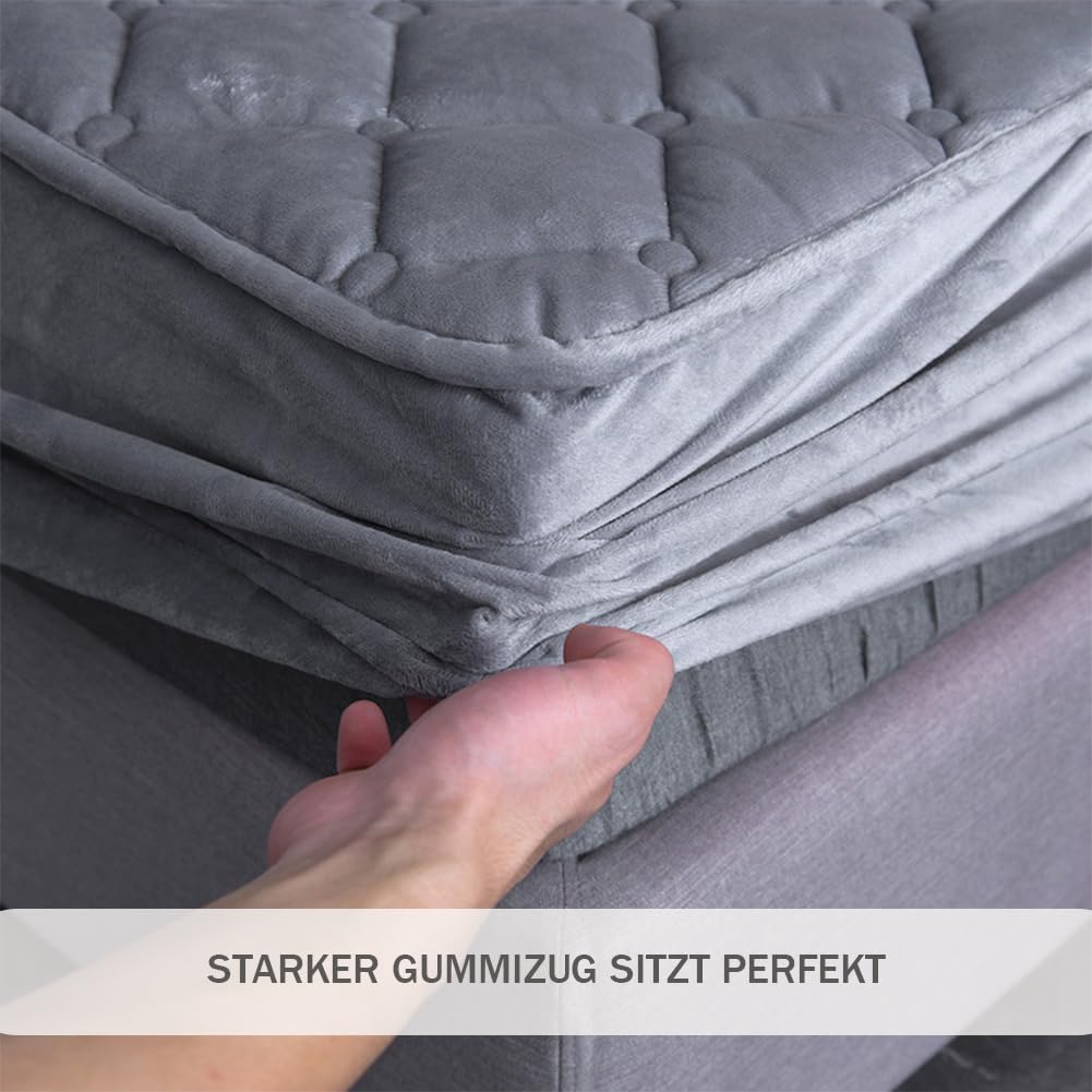 Spannbettlaken -Dick Warm - LuxuriöSer Gesteppter Matratzenschoner - Passend FüR Matratzen In StandardgrößE - Unglaublich Weich, Atmungsaktiv Und Hypoallergen - Design Anthrazit 120x200cm+30cm