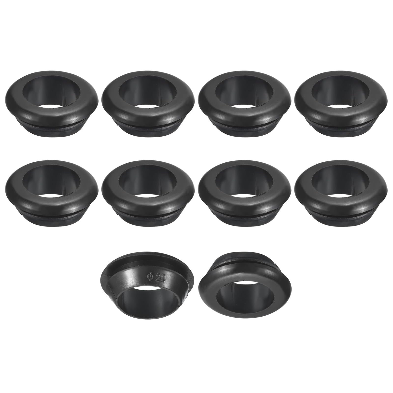 TA-VIGOR 20Pcs Rubber Grommets, 20mm ID 16mm Drill Hole Double Sided Hollow Wire Gasket Plug, Electrical Cable Hole Protectors for Office, Home, Automotive