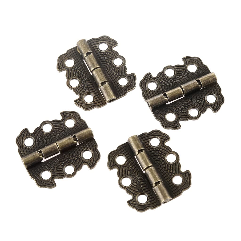 Nvsfzgiyg Gris 4Pcs Antique Door Cabinet Hinges Furniture Accessories Jewelry Boxes Hinge Fittings For Cupboard Bronze Gold 29 * 27Mm(Gris)