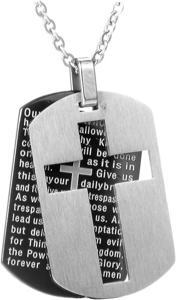 Exquisite Cross black Necklace Awesome Bible Verses Crucifix Pendant with 22’chain