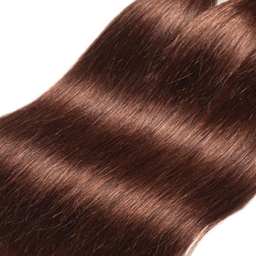 Tissage Bresilien Cheveux Humain #4 Chocolate Brown Bundle Human Hair Extension Machine Double Weft Weave Straight Human Hair Tissage Cheveux Naturel 50g/Bundle 3 Bundle 28 28 28Pouces