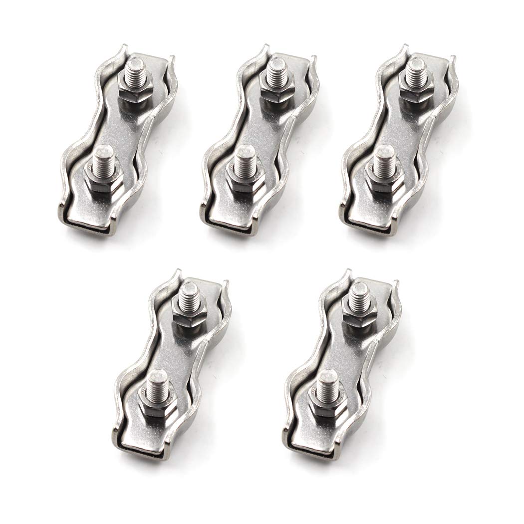 M6 Pince de câble d'agrafe de câble métallique 304 en acier inoxydable 5 pièces