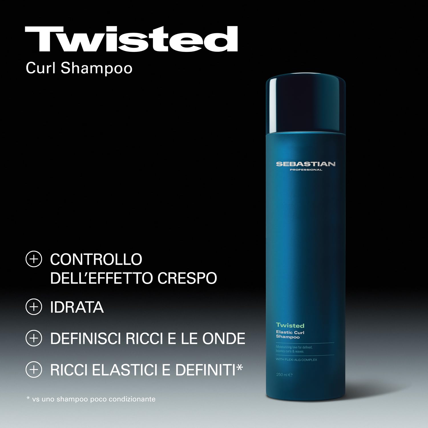 Sebastian Professional Twisted Elastic Curls Shampoo – Detergente idratante per capelli ricci, combatte il crespo e dona definizione, elasticità e morbidezza, 250ml